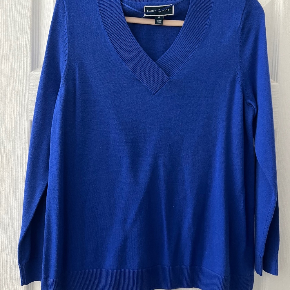 Karen Scott Women's V Neck Cotton Sweater